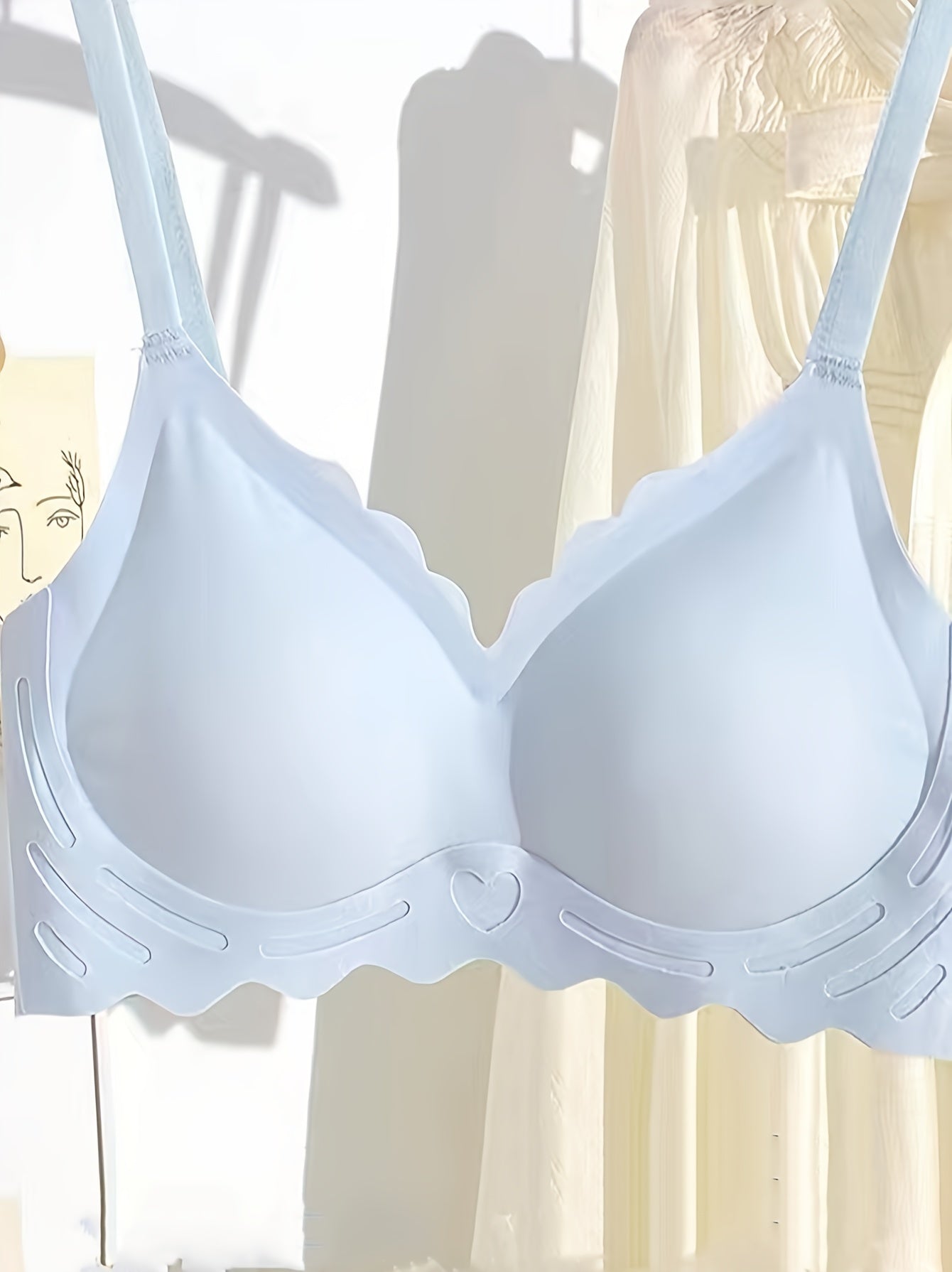 Scallop Trim Wireless Bra Push Up Bra Lingerie