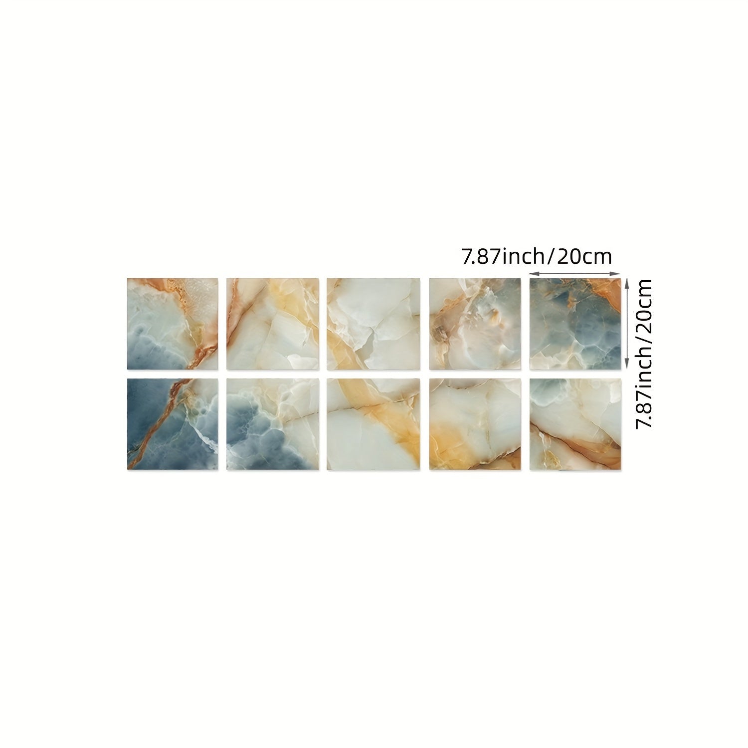 10pcs Colorful Marble Tile Sticker Peel And Stick Home Decoration