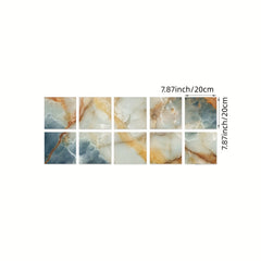10pcs Colorful Marble Tile Sticker Peel And Stick Home Decoration