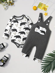 Baby Boy Cartoon Romper & Overalls Set 0-18 Months