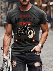 Men's Motorcycle Print T shirt Casual Street Style Tee Shirt