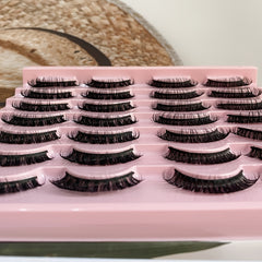 14 Pairs 15mm Short Natural Lash Curl Reusable Fluffy Strip Lashes