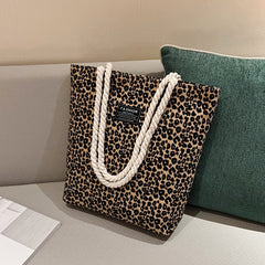 Leopard Pattern Zipper Tote Bag for Women