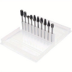 10pcs Carbide Burr Set for Rotary Tool 1/8 Shank 1/4 Grinding Head