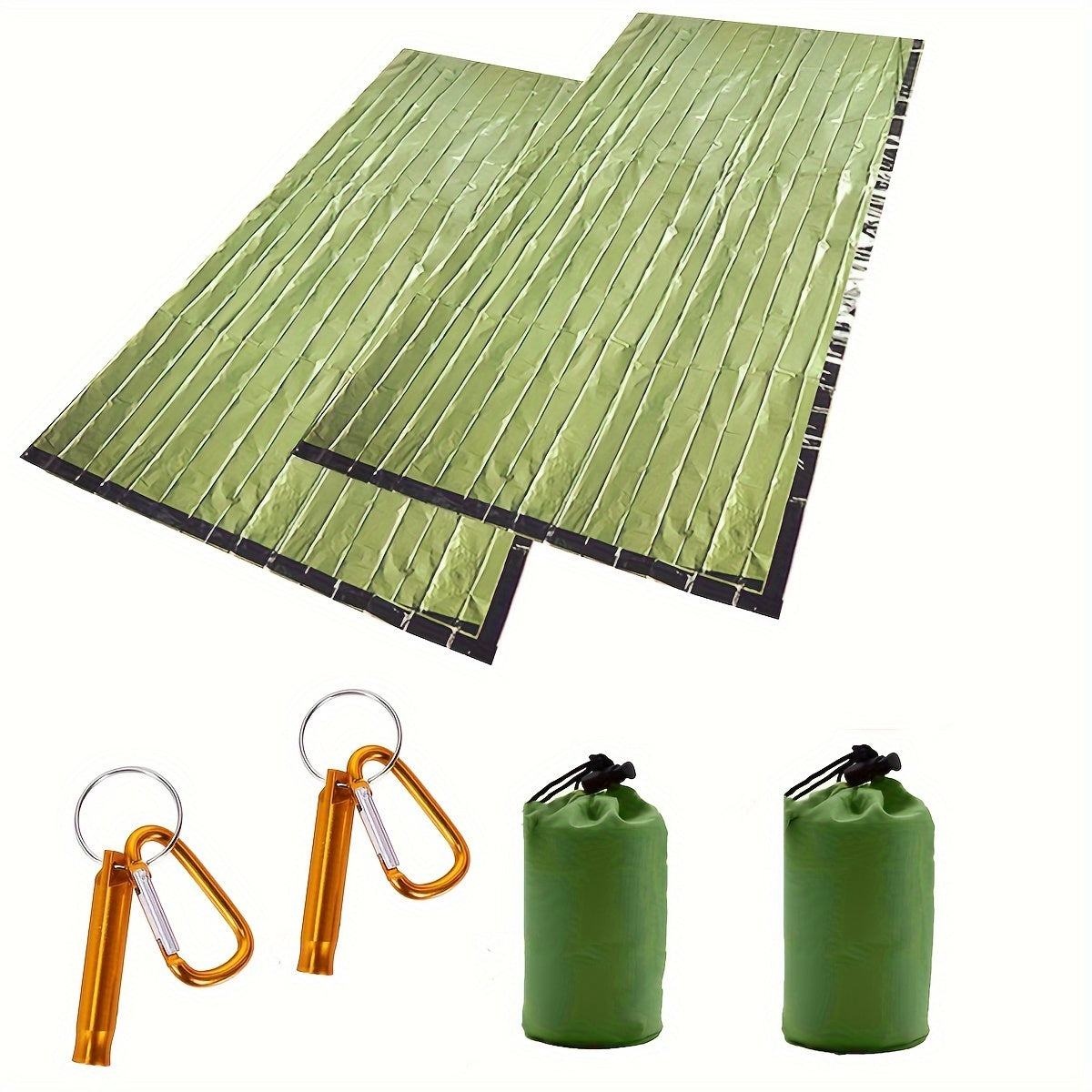 2pcs Emergency Sleeping Bag Set For Camping Hiking Outdoor Activities
