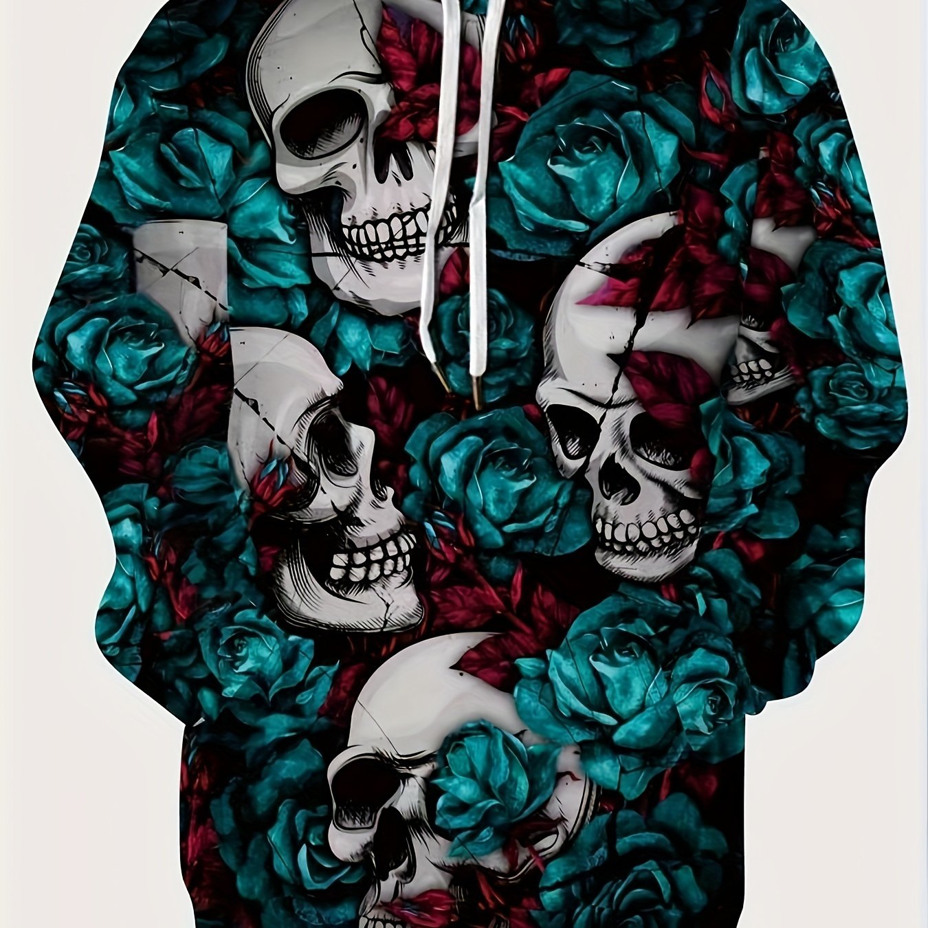 Skulls And Roses Print Hoodie For Men