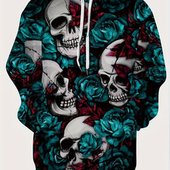 Skulls And Roses Print Hoodie For Men