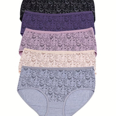5-Piece Women's Plus Size Paisley Print Panty Set