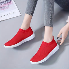 Women's Breathable Knit Sneakers Lightweight Slip On Shoes