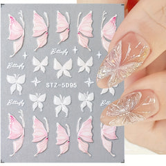 4pcs 5D Embossed Butterfly Nail Art Stickers Self Adhesive Nail Art Supplies