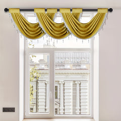 European Style Fleece Window Mantle with Tassel Bead Edge 30x24 Inches