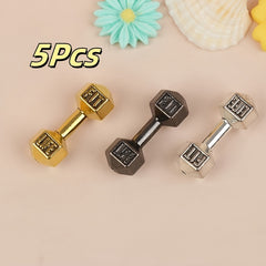 5pcs Mini Aluminum Dumbbells Set Dollhouse Fitness Equipment