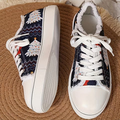 Women's Christmas Tree Pattern Flat Shoes with Raw Trim