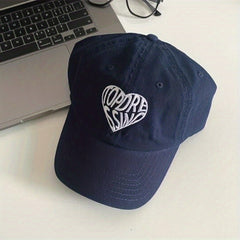 Unisex Sunshade Adjustable Baseball Cap Embroidered Love Heart