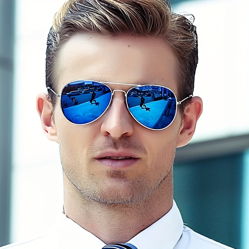 Double Bridge Classic Metal Coated Sunglasses UV 400 Circular Men's Driving