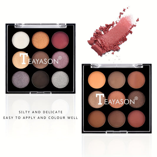 9-Color Eyeshadow Palette Matte Pearly Finish Nude Grey Brown Tones
