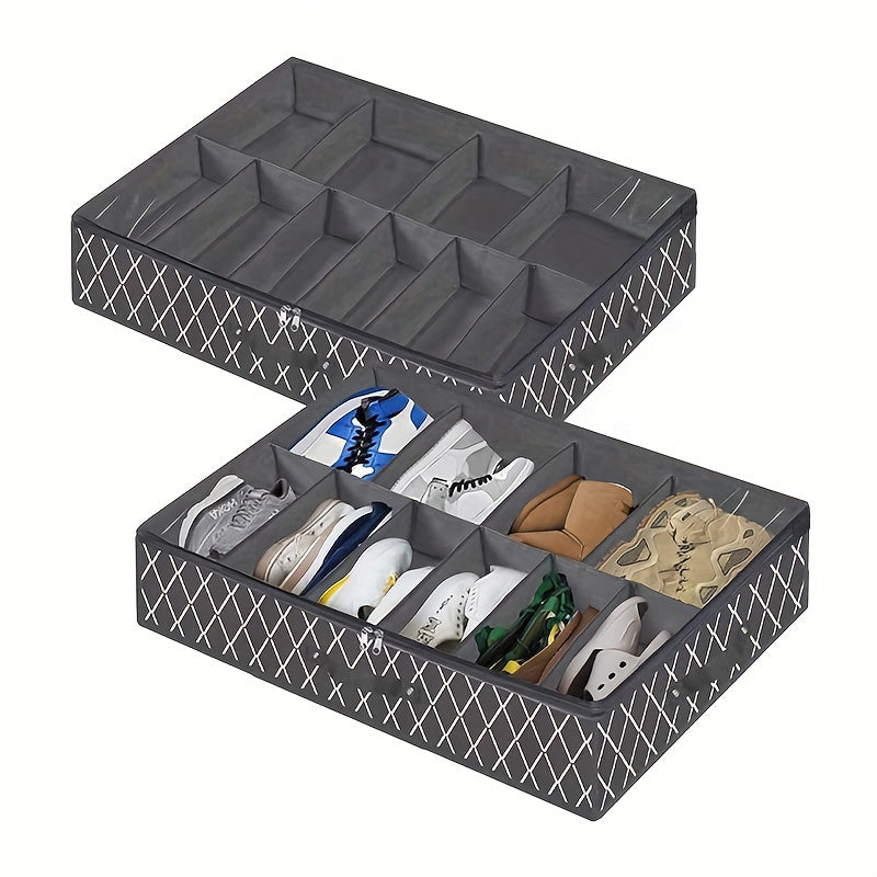 Shoe Storage Bag Under Bed Dustproof Organizer Grids Space Saving Closet Bedroom