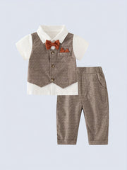 Baby Boys Gentleman Set 2pcs Bow Tie Shirt & Long Pants Outfit