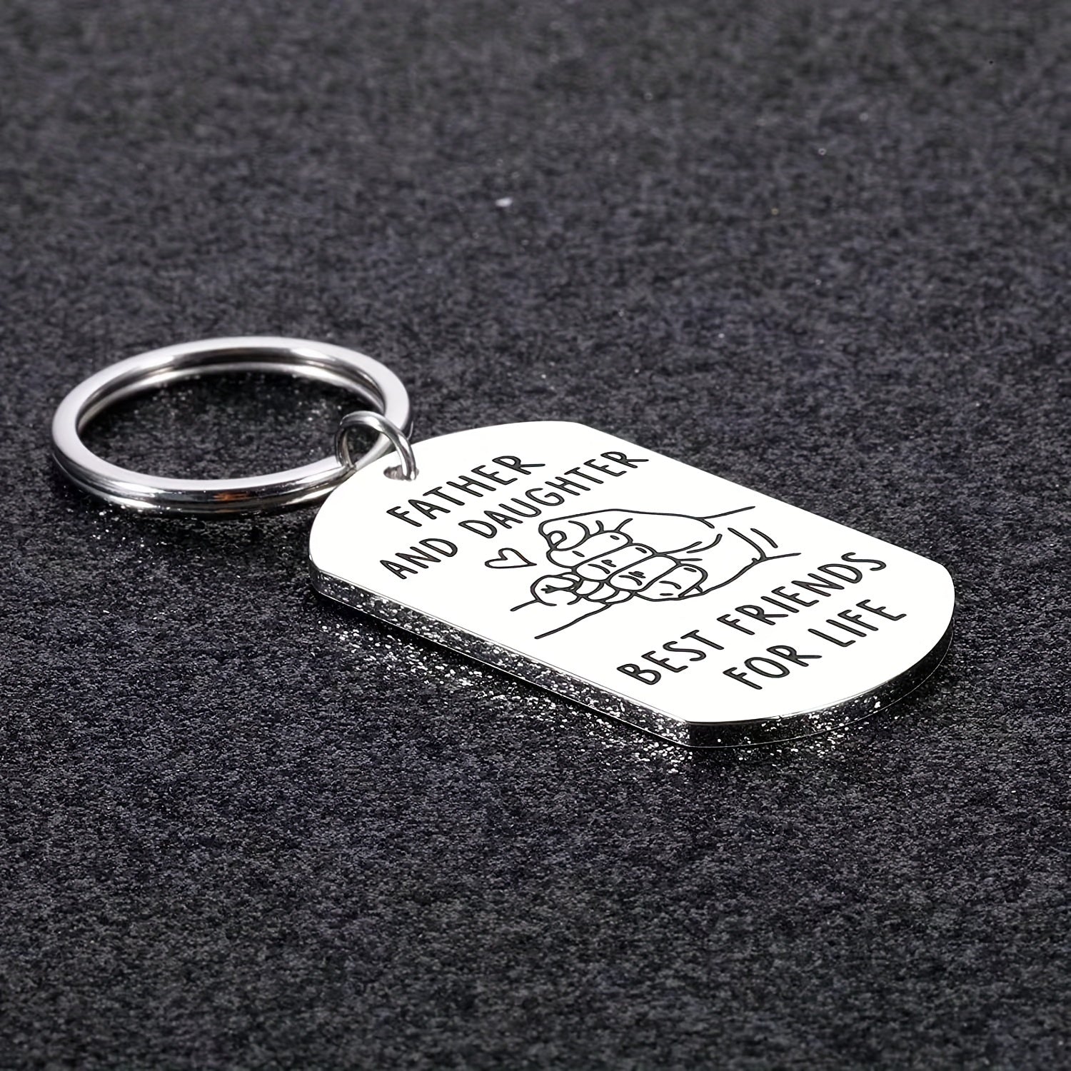 Father Daughter Keychain Gift Stainless Steel Key Ring