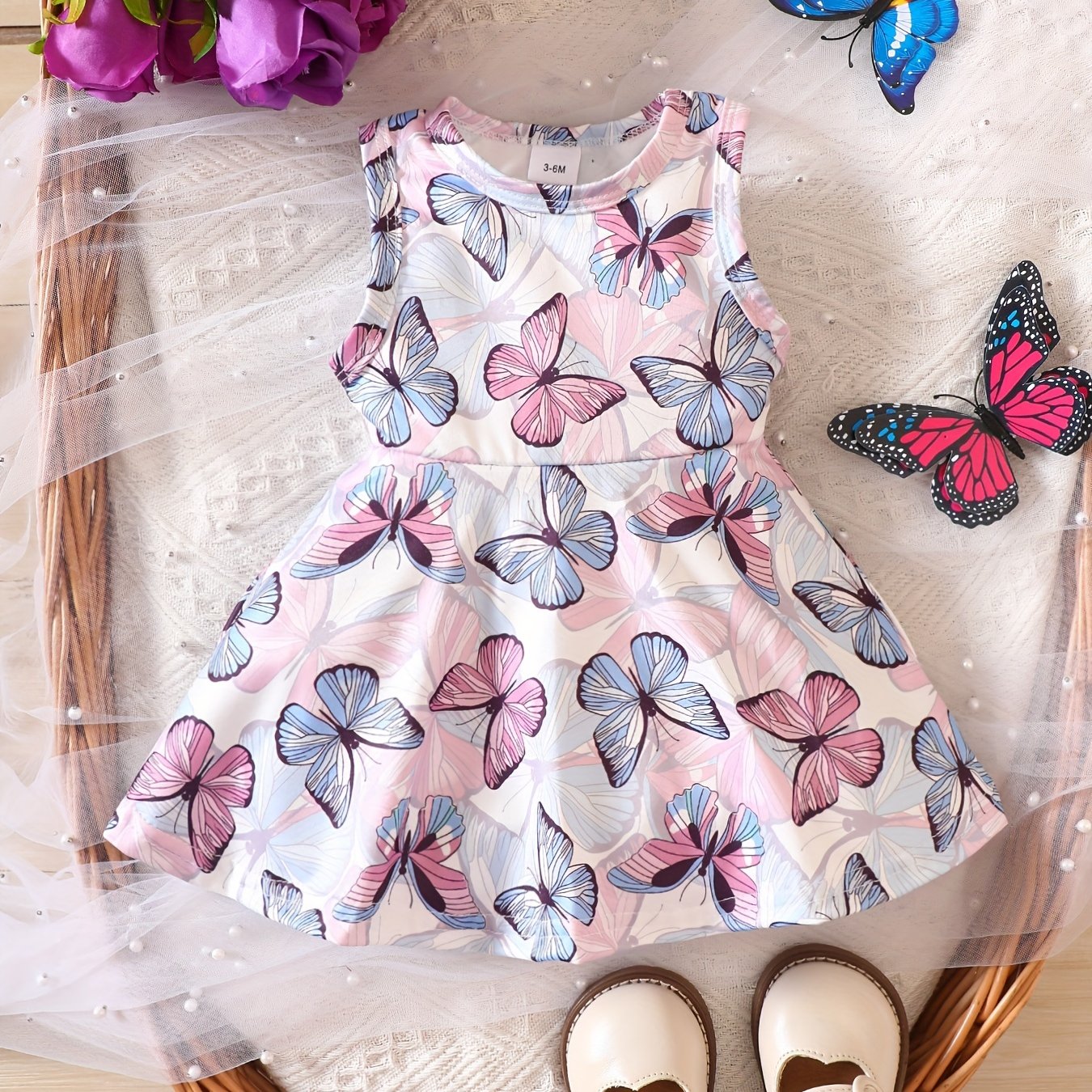 Sweet Sleeveless Pleated Dress for Baby Girls