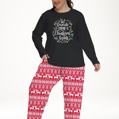 Colorblock Graphic Tee & Pants Pajama Set