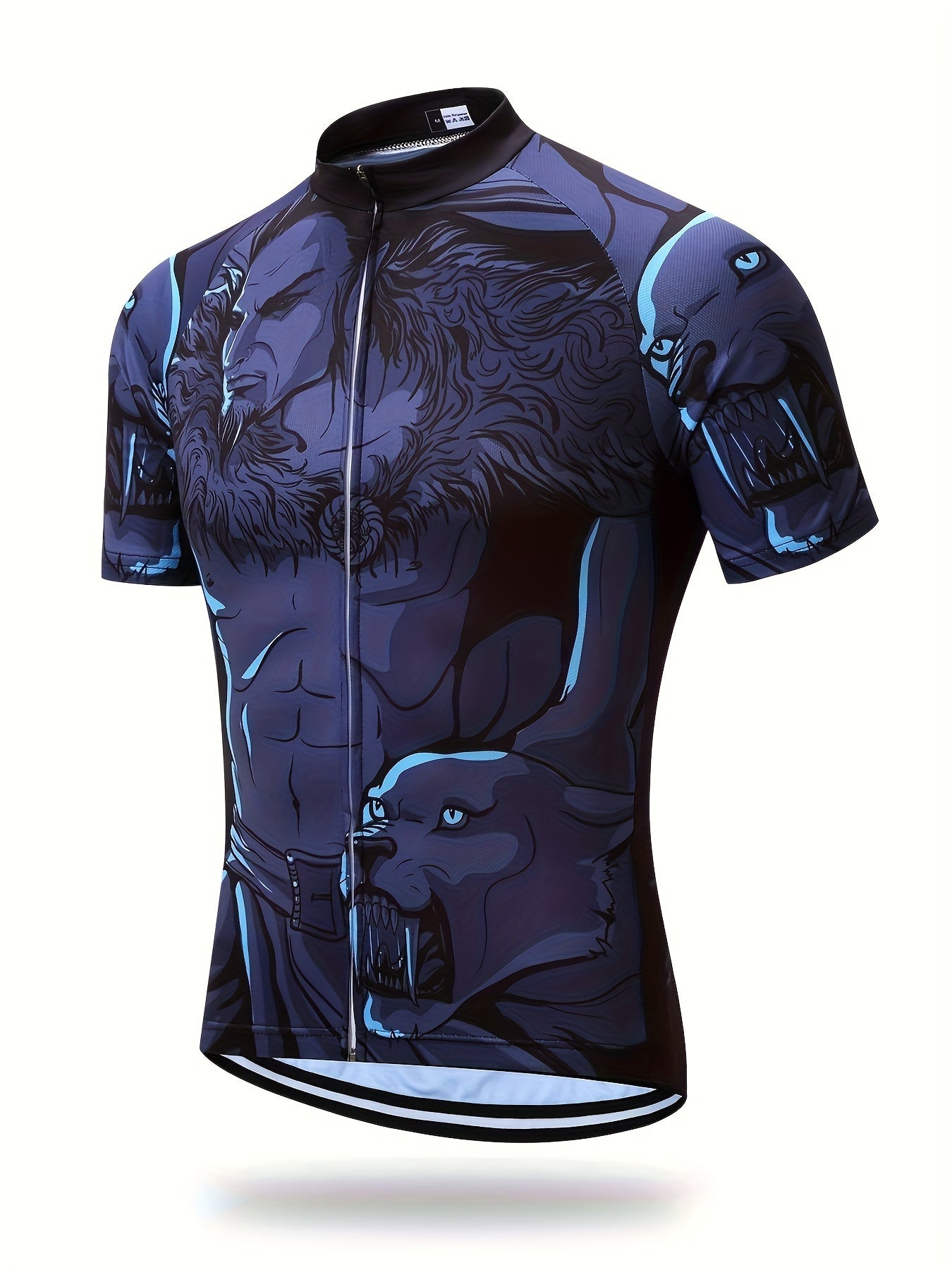 3D Print Muscle Man Anime Men's Cycling Suit Zip Up Summer Outdoor