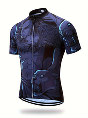 3D Print Muscle Man Anime Men's Cycling Suit Zip Up Summer Outdoor