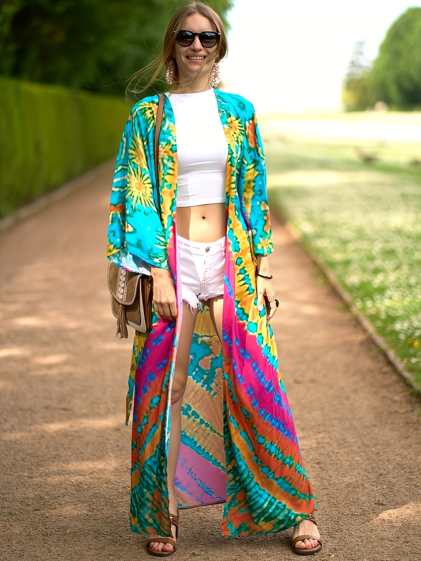 Tie Dye Long Sleeve Cover Up Dress Women's