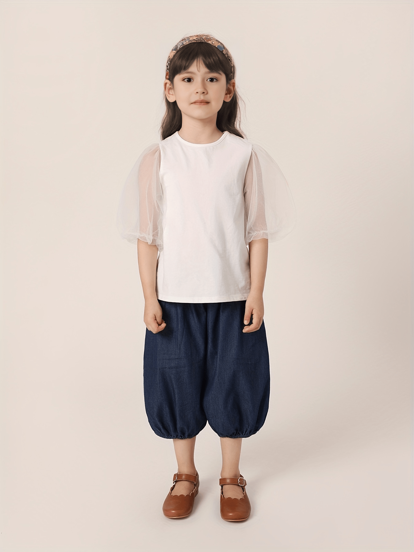 MARC&JANIE Girls' Denim Bow Front Baggy Cropped Trousers for Summer