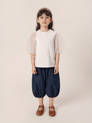 MARC&JANIE Girls' Denim Bow Front Baggy Cropped Trousers for Summer