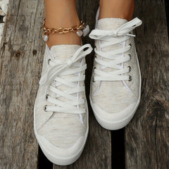 Women's Solid Canvas Shoes Casual Lace Up Daily Travel Shoes Lightweight