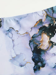 Glitter Marble Print High Waisted Swim Panty