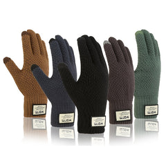Men's Woolen Fleece Warm Windproof Gloves for Winter Cycling