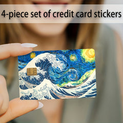 4pcs Credit Card Stickers Scratch Resistant Wave Card Protective Cover