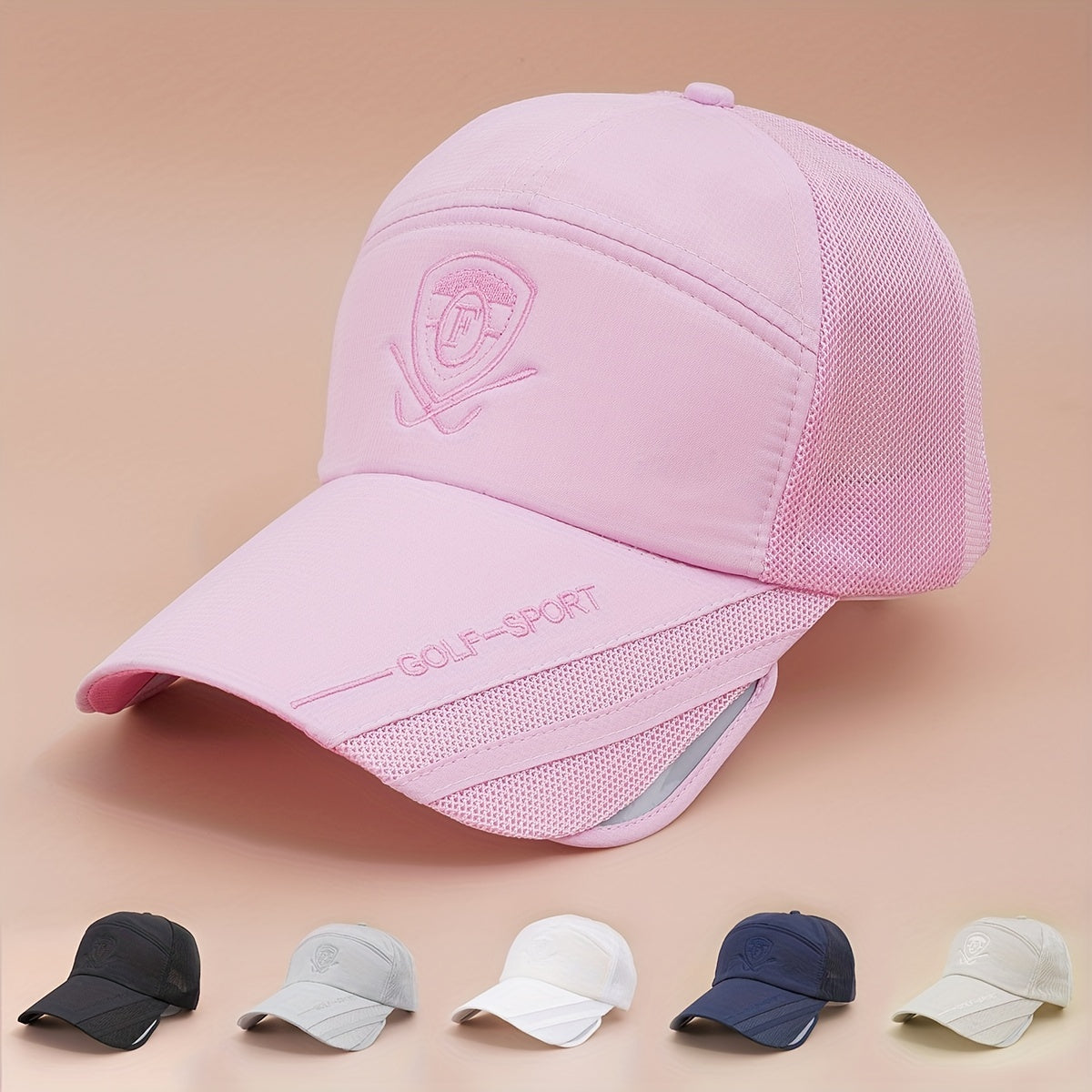 Retractable Big Brim Baseball Cap Mesh Breathable Quick Drying Trucker Hat
