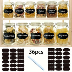 36pcs Reusable Food Storage Container Labels Waterproof Blackboard Sticker
