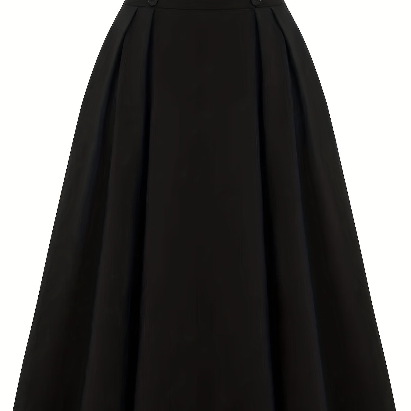 Button Front High Waist Solid Pleated Skirt