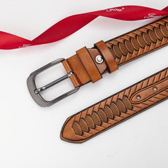 Embossed Men Casual Knitted Belt With Scrunchie