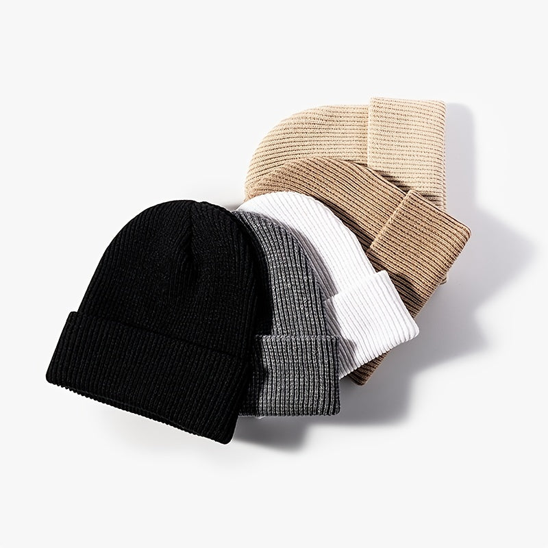 Solid Thermal Beanie Hat Youth Wool Hat Autumn Winter Outdoor Knit Cap