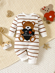 Cartoon Bear Embroidered Baby Boys Bodysuit