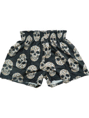 Leopard Skull Print Smocked Waist Shorts Casual Shorts