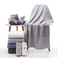 Soft Solid Bath Towel Water Absorbent 27x55in