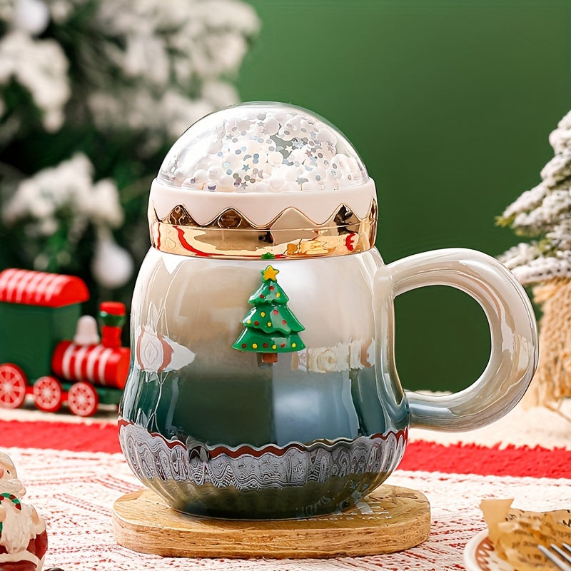Christmas Ceramic Water Cup with Santa Claus & Tree Style