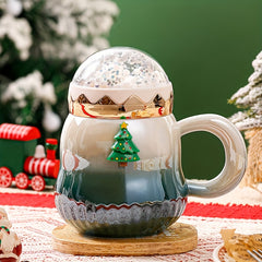 Christmas Ceramic Water Cup with Santa Claus & Tree Style