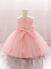 Hollow Out Flower Applique Princess Dress