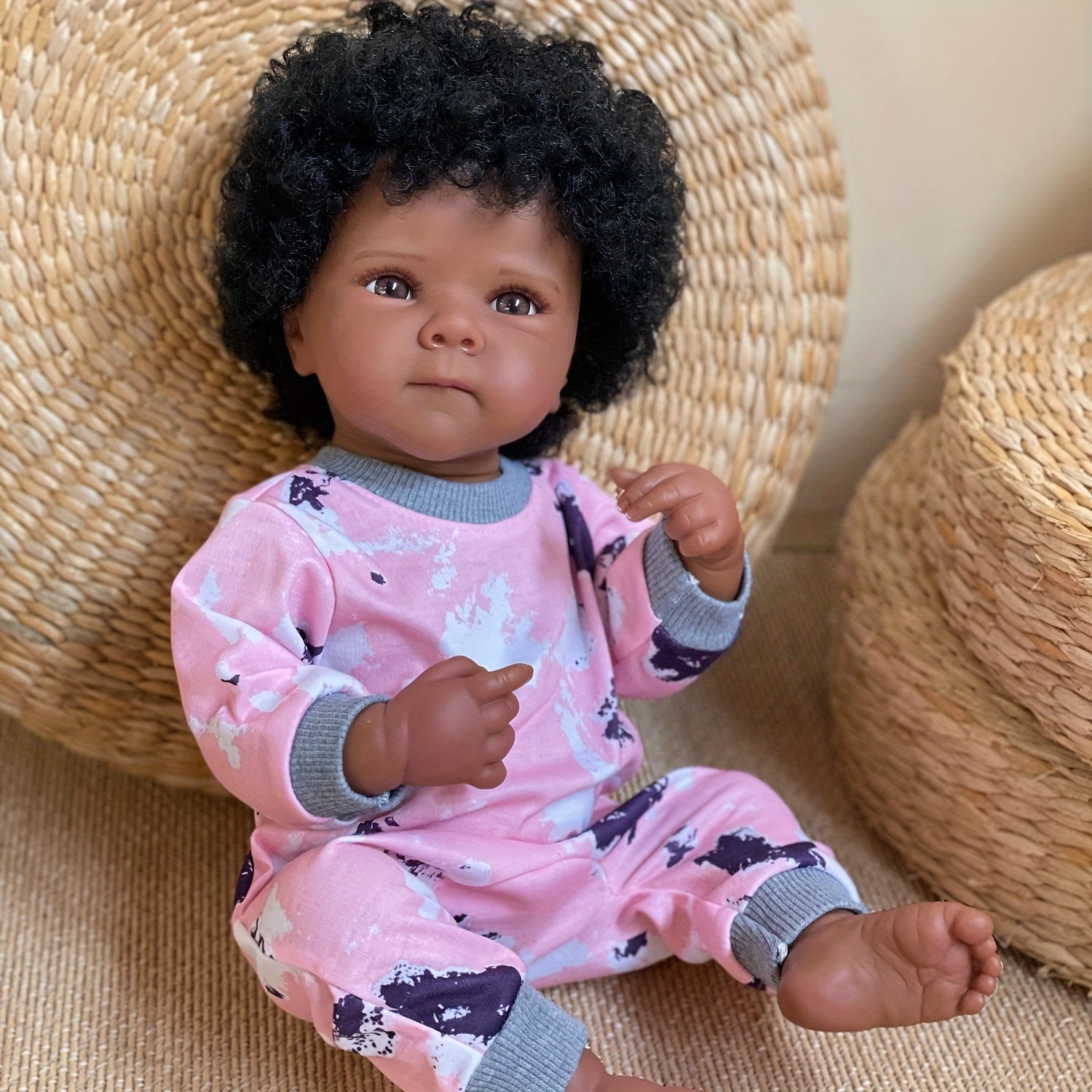 Realistic Dark Skin Bettie Reborn Doll, Rooted Hair, Soft Vinyl, Play & Display