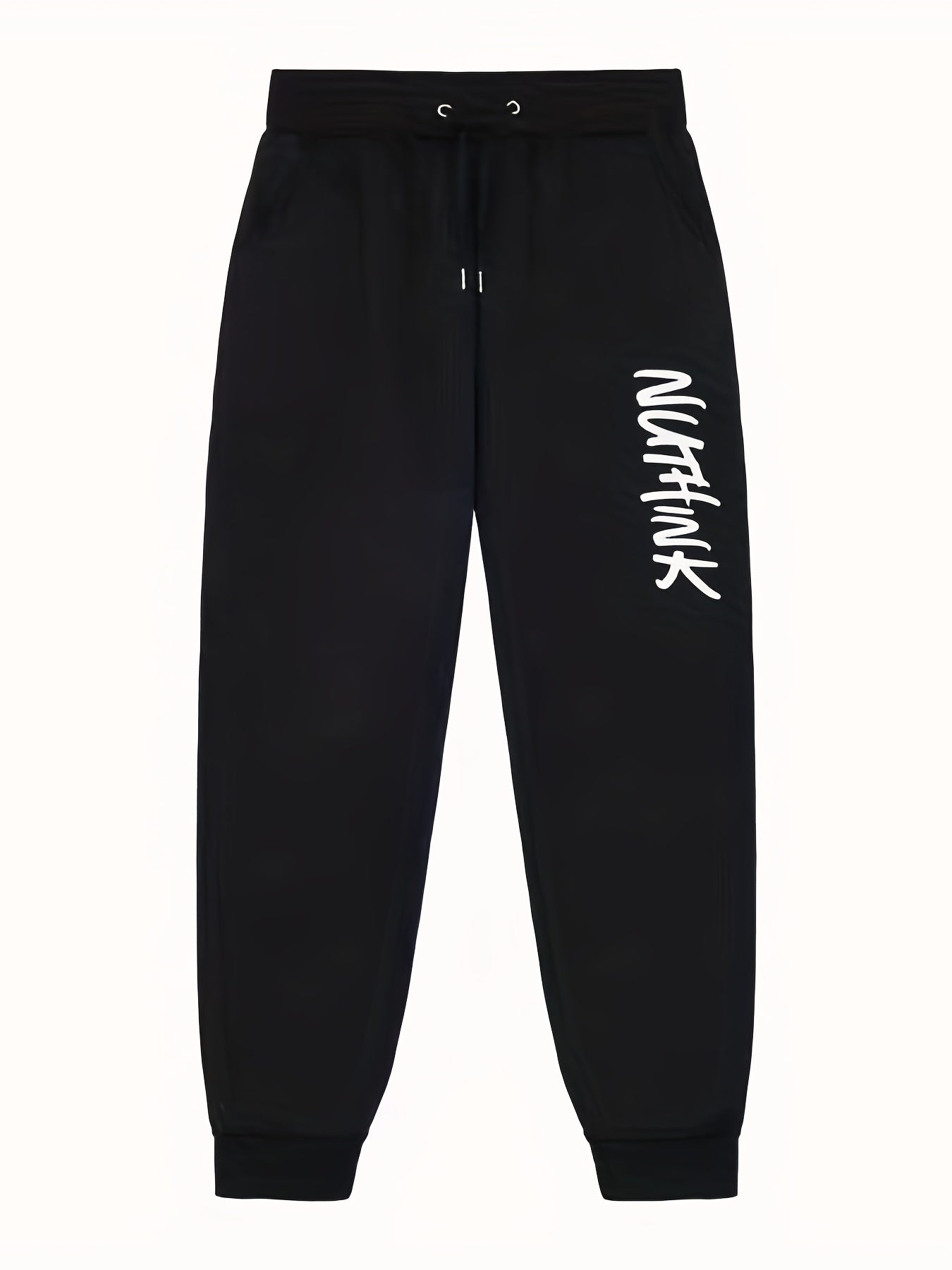 Men's Letter Print Joggers with Pockets Stretch Waist Casual Pants