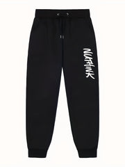 Men's Letter Print Joggers with Pockets Stretch Waist Casual Pants