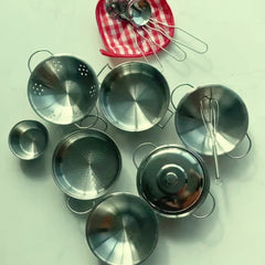 Kids Kitchen Pots and Pans Toy Set Stainless Steel Cooking Toy Set