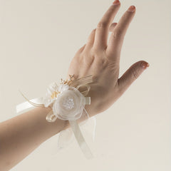 Faux Pearl Twig Bandage Wrist Flower For Party Wedding Accessories